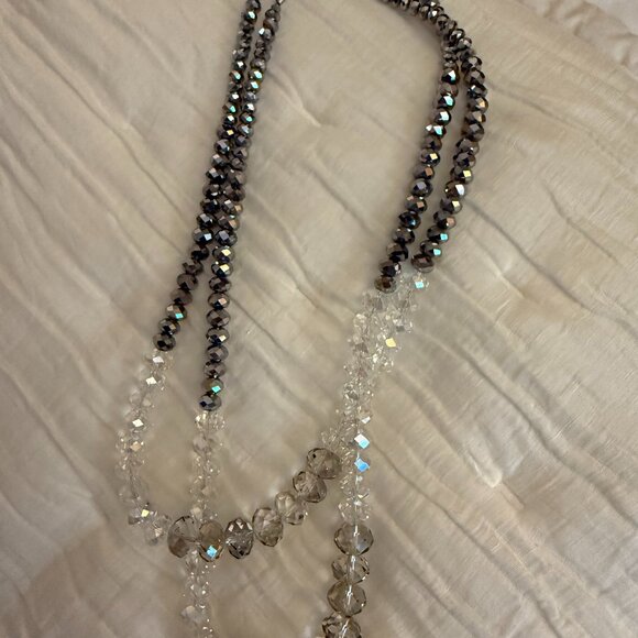 Anthropologie Opera-Length Double-Strand Crystal Necklace NWOT 20-22 inch - Picture 4 of 5